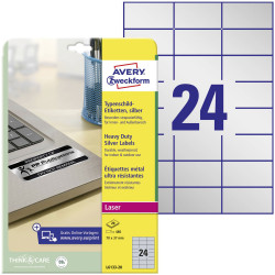 Avery-Zweckform L6133-20 Nameplates 70x37mm Polyester Silver 480pcs Permanent