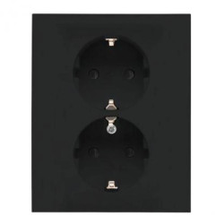 Simon 55 Gniazdo Schuko z przesłonami podwójne 16 A, 250 V~, zaciski śrubowe Czarny mat TGSZ2PZFAR/149