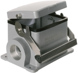 Surface mount housing, size B32, die-cast aluminum, 2 x M32, angled, longitudinal bow locking, IP65, 1788490000