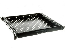 Półka 19 cali 1U głębokość 400mm regulacja +/-200mm wysuwana RAL9005 19-0055C