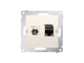 SIMON 54 Gniazdo antenowe typu "F" + RJ45 kat.6 kremowy DASFRJ45.01/41 KONTAKT SIMON
