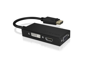 ICY BOX DisplayPort adapter [1x złącze męskie DisplayPort - 1x DVI, złącze żeńskie VGA, złącze żeńskie HDMI] IB-AC1031,
