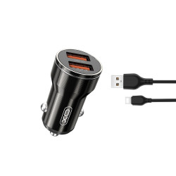Ładowarka samochodowa XO CC48 z 2 gniazdami USB 12W + kabel USB-C