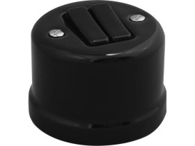 Łącznik podwójny natynkowy Retro ceramic 10A-250V~, czarny