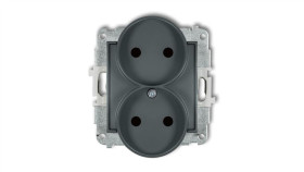 Icon Mechanizm Gniazda Podwójnego Do Ramki Bez Uziemienia 2X2p (Przesłony...