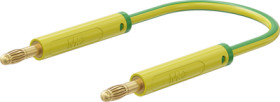 Measuring lead with (4 mm lamella plug, straight) to (4 mm lamella plug, straight), 0.5 m, yellow/green, PVC, 1.0 mm², 64.1071-0
