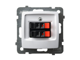 KARO Gniazdo głośnikowe podwójne przyłączalnośc przewodów 0,75mm2 biały GG-2S/m/00 OSPEL