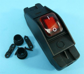 KCD4-R 16A/250V RED ON-OFF W OBUDOWIE