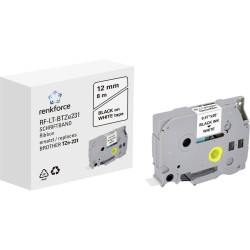 Renkforce RF-6027490 Labelling tape White Black 12mm x 8m Compatible Brother