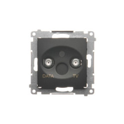 Simon 54 Gniazdo TV-DATA. Dwa porty wyjściowe typu F (moduł). Częstotliwość dla wejścia 5-1000 MHz czarny mat DAD1.01/49