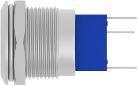 Vandal-proof pushbutton switch, 1 pole, silver, illuminated  (red/yellow), 3 A/250 VAC, mounting Ø 19.2 mm, IP67, 1-2317404-1