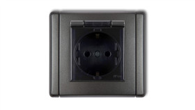 Flexi Gniazdo Bryzgoszczelne Z/U Schuko (Klapka Dymna) Grafitowy 11Fgpb-1Sdp