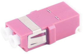 Fiber optic connector, LC socket to LC socket, OM4, multimode, ceramic, purple, BS07-60033