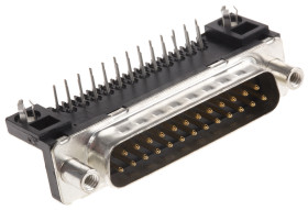 Złącze D-Sub 25-pinowe Męski Kąt Proste Przewlekany raster 2.76mm Złoto na niklu