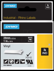 1805432 DYMO IND tape, vinyl, 24 mm, white/black