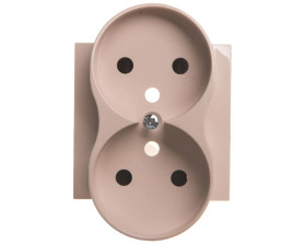 Simon 54 Pokrywa gniazda podwójnego z przesłonami kremowa z/u do ramek PREMIUM DGZ2MZP/41