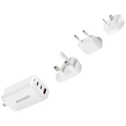 VOLTCRAFT VC-13729645 Travel charger 65W 1x USB-A 2x USB-C White GaN adapters