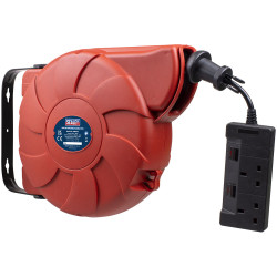 Sealey CRM10 Cable Reel System Retractable 10m 2 x 230V Socket