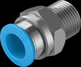 153009 Screw connection, straight, with external hexagon R3/8 &lt;&gt; dia. 1