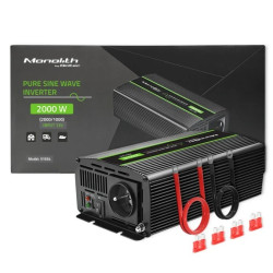 Qoltec Przetwornica napięcia Monolith 1000W 2000W 12V na 230V Czysty Sinus
