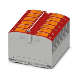 Blok rozdzielczy PTVFIX 12X2,5 RD, czerwone złącze przemysłowe - 12 punktów przyłączeniowych o przekroju 2,5mm2 /10szt./