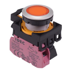 CW4L-M1E01Q4A Amber 24V illuminated Metallic Momentary Push Button Switch 1NC IP65 IDEC