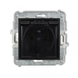 MINI Gniazdo bryzgoszczelne z/u IP44 z przesłonami klapka dymna czarny mat 12MGPB-1zdp