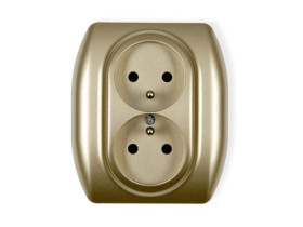 TREND Gniazdo podwójne z uziemieniem (przesłony torów prądowych) złoty 6GP-2zp KARLIK