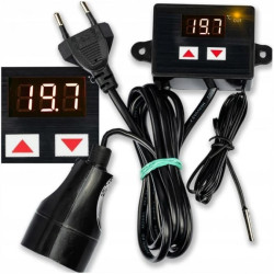 TERMOSTAT ELEKTRONICZNY REGULATOR TEMPERATURY Z GNIAZDKIEM I WTYCZKĄ 230V