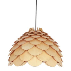 Wisząca lampa z efektownym drewnianym abażurem BURGO do salonu Ø35cm LP-101335/1P S Light Prestige
