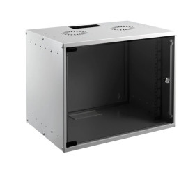 Szafa wisząca RACK 19 9U 600mm szara drzwi szklane SOHO-BOX MIRSAN