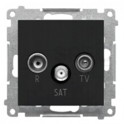 Gniazdo antenowe R-TV-SAT końcowe SIMON 55 bezhalogenowe LSOH czarne matowe Kontakt Simon TASK.01/149