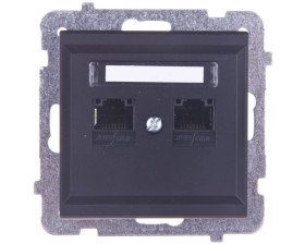 SONATA Gniazdo komputerowe podwójne 2xRJ45 kat.5e czarny metalik KRONE GPK-2R/K/m/33