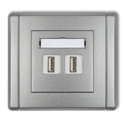 FLEXI Gniazdo podwójne 2xUSB-AA 3.0 srebrny metalik 7FGUSB-6
