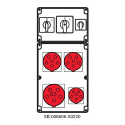 Rozdzielnica 0-1(63A) 0-1(32A) 0-1(16A) 1x5x63A 2x5x32A 1x5x16 SB-008605-S0220-54