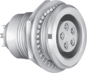 Panel socket, 6 pole, solder connection, push pull, straight, EGG.1B.306.CLL