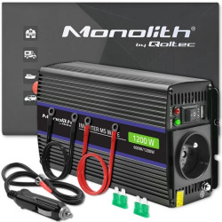 Qoltec Przetwornica napięcia Monolith 1200 MS Wave 12V na 230V 600/1200W USB