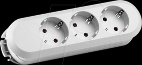 385.270 Socket outlet, 3 sockets, type F - CEE 7/3, white
