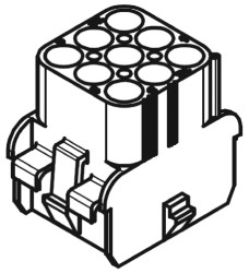 Obudowa złącza 9-pinowe 3-rzędowe Molex Żeński Montaż na kablu MLX Gniazdo MLX ze stykami, o średnicy 2,1