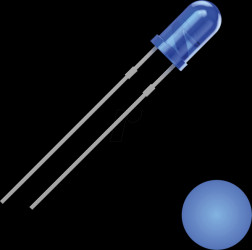 2111O151 LED, 3 mm, wired, blue, 1300 mcd, 30°