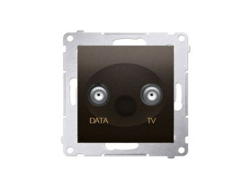 SIMON 54 Gniazdo antenowe TV-DATA dwa porty wyjśiowe typu "F" częstotliwość dla wejścia 5-1000 MHz brąz mat DAD1.01/46 KONTAKT S