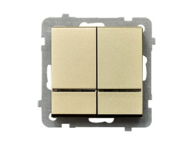 SONATA Wyłącznik podwójny świecznikowy z podświetleniem IP20 szampański złoty ŁP-2RS/m/39 OSPEL
