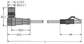 Turck 6935577 Złącze konfekcjonowane czujnika/aktuatora WSSD-RJ45S-4414-20M, 1 szt.