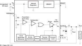 1-A Simple Step-Down Adjustable Voltage Switching Regulator with Output Enable