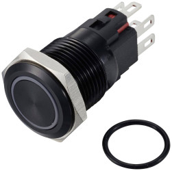 TRU COMPONENTS TC-12647460 Przełącznik wciskany 250 V/AC 3 A 1 x wył/(wł) IP65 RGB zatrzask Aluminium, anodowane 1 szt.