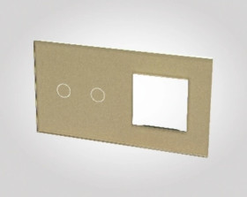 TouchMe Duży panel szklany, 1 x łącznik podwójny, 1 x ramka, złoty TM702728G