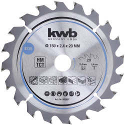 kwb 583557 Carbide Saw Blade 150x20mm for Wood and plastic cutting