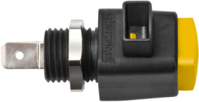 Quick pressure clamp, 12.5 mm, yellow, 300 V, 16 A, faston plug, nickel-plated, ESD 798 / GE