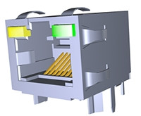 Złącze RJ45 Żeński Złącze RJ45 Montaż na płytce drukowanej Cat5 TE Connectivity, 90° 8-żyłowe