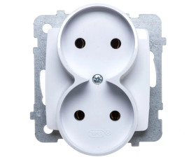 KARO Gniazdo podwójne b/u białe GP-2SR/m/00